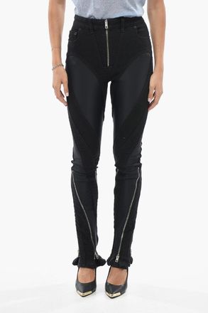 MUGLER Pantaloni Casual a Gamba Gritta in Cotone con Zip Alla Caviglia Mugler