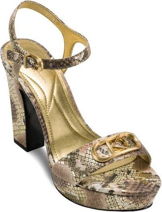 DKNY Shepard Ankle Strap Platform Sandal in Cognac/Gold at Nordstrom, Size 8.5