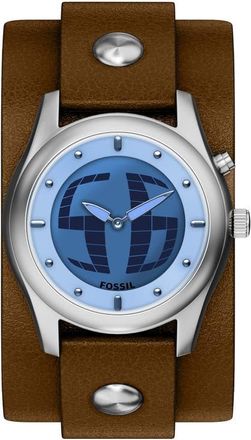 Fossil Archival Big Tic Anadigi Leather Strap Watch, 40mm in Brown at Nordstrom
