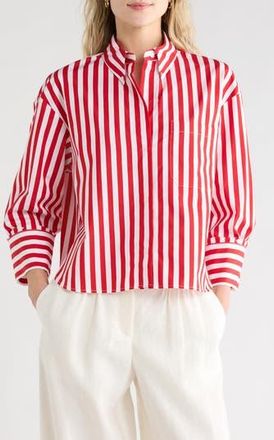 TWP J.D. Stripe Button-Down Shirt in Red /White at Nordstrom Rack, Size X-Large