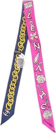 Chanel Pre-owned Scarves, female, Multicolor, Size: ONE SIZE Pre-owned Coco Mark Silk Twilly
