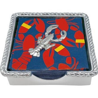 Mariposa Lobster Rope Napkin Box Set in Silver at Nordstrom