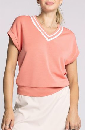 Thread & Supply Rhonda Stripe Knit Top in Coral Varsity at Nordstrom, Size Medium
