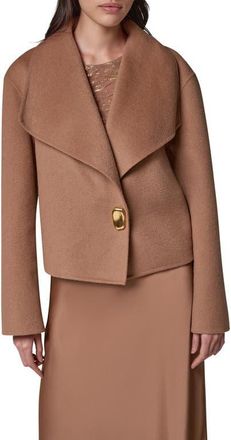 DKNY Wool Blend Wrap Jacket in Camel at Nordstrom, Size X-Large