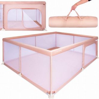 OEM Gran Parque Infantil, Cuna, Zona De Juegos Con Suelo, Piscina Seca 150x200 Rosa Sun Baby
