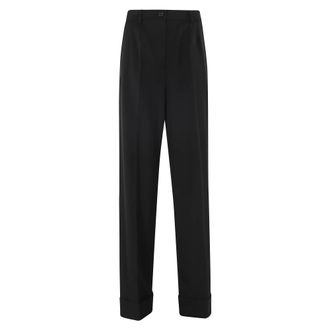 Dolce & Gabbana Straight Trousers, female, Black, Size: S Straight Trousers