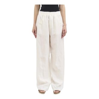 Andrea Ya'aqov Wide Trousers, female, White, Size: XS Pantaloni in viscosa e lino