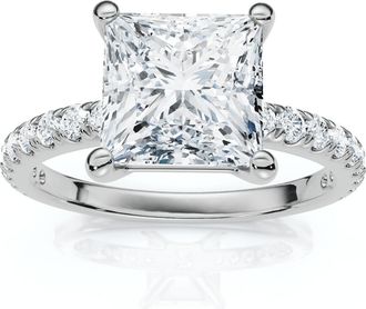 Pompeii3 Certified 2 1/3Ct Princess Cut Diamond Engagement Ring 14k Gold or Pt Lab Grown