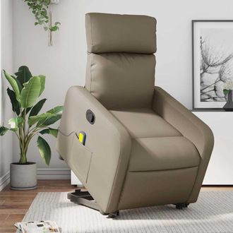 vidaXL Sill&oacute;n Reclinable Masaje Pie Cuero Artificial Color Capuchino Vidaxl