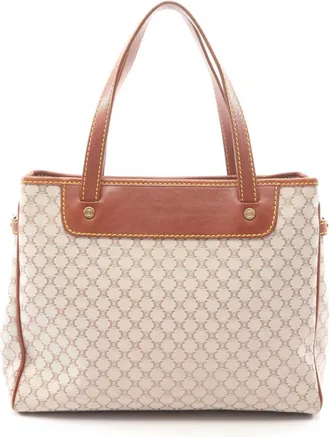 Celine Beige Brown Canvas Leather Handbag Tote Bag (Pre-Owned)
