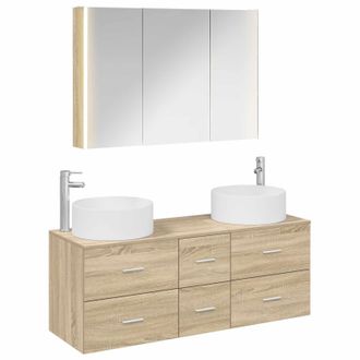 vidaXL Juego De Muebles De Ba&ntilde;o 4 Uds. Roble Sonoma Vidaxl