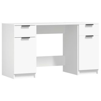 vidaXL Vidaxl - Escritorio Con Armario Lateral Madera Contrachapada Blanco