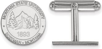 Diamond2Deal Sterling Silver Rhodium-plated Montana State University Crest Cuff Links