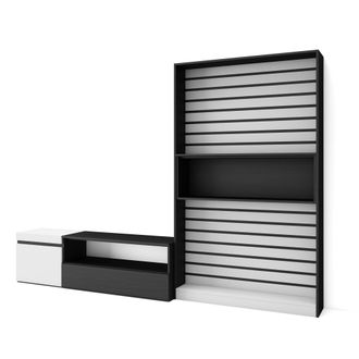 Skraut Home Skraut Home - Muebles De Sal&oacute;n Para Tv, Conjunto De Muebles Comedor, 260x186x35cm, Para Tv Hasta 65, Mueble Televisi&oacute;n, Estilo Moderno, Blanco Y Negro