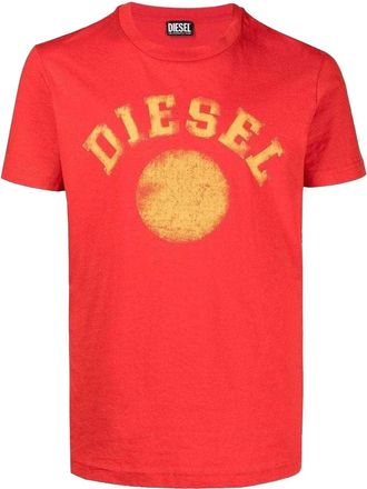 Diesel Unisex Adult Verbleekt Logo T-Shirt (Rood)