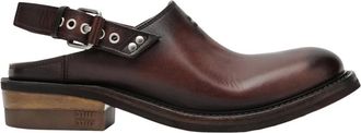 Miu Miu Schoenen, Dames, Bruin, 38 EU, Leer, Sabot