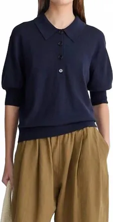 Apiece Apart Oda Polo Shirt In Midnight