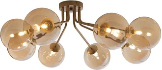 Luce-Ambiente-Design Plaf&oacute;n Honey en Metal Lat&oacute;n Con Ocho Difusores en Vidrio Champ&aacute;n