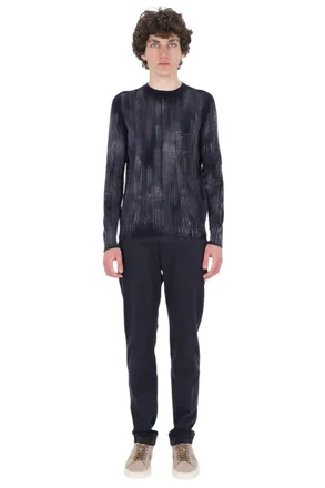 Avant Toi Blue Scratched Cashmere Crewneck Sweater