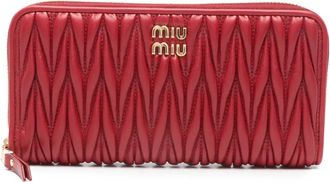 Miu Miu Portafoglio matelass&eacute; con zip - Rosso