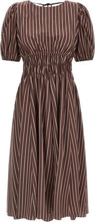 Pinko Brown Striped Pattern Puff Sleeves