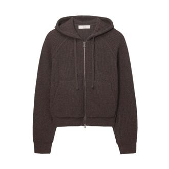 Dunst Hooded Knit Cardigan - Heren - Sweatshirts & Hoodies - Bruin - Maat: L Wol