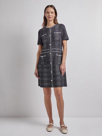 Misook Bold Plaid Tweed Knit Sheath Dress - Modern Fit