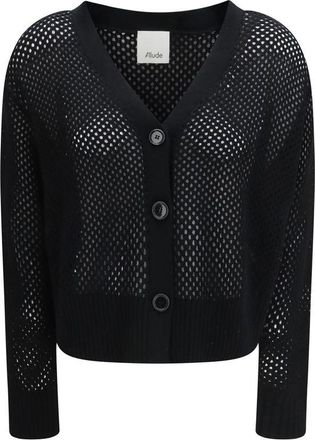 Allude Allude Zwarte Fleece Wol Cardigan