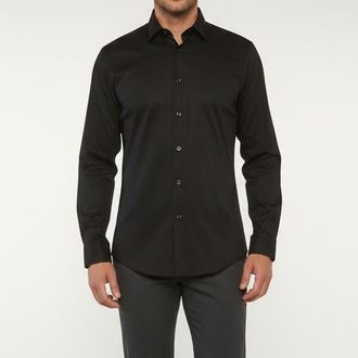 Roberto Cavalli Black Cotton Jacquard Button Up Shirt