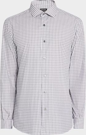 Ermenegildo Zegna Mens Cotton Small Check Sport Shirt