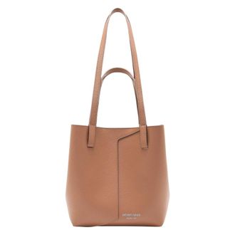 Emporio Armani Kleine leren tote bag - Dames - Tassen - Bruin - Maat: ONE Size Zijde