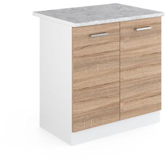 Vicco Mueble Bajo Para El Fregadero R-line, Sonoma, 80 Cm Con Puertas, Con Encimera