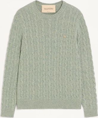 Valentino Maglia Valentino in lana a trecce con VLogo Uomo SALVIA 3XL