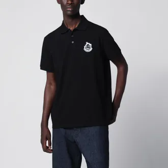 Moncler Polo in piquet di cotone nera con logo