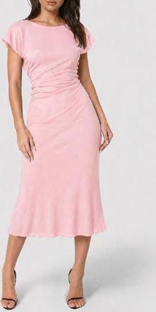 Bebe Crushed Satin Draped Back Midi Dress in Rose at Nordstrom Rack, Size X-Small