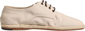 Dolce & Gabbana Beige Espadrille Sole Lace Up Canvas Derby Mens Shoes