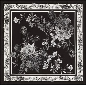 Dolce & Gabbana Foulard con stampa a fiori - Nero