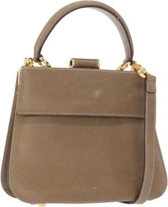 Ferragamo Pre-owned Cross Body Bags, female, Beige, Size: ONE SIZE Pre-owned Leather Crossbody Bag