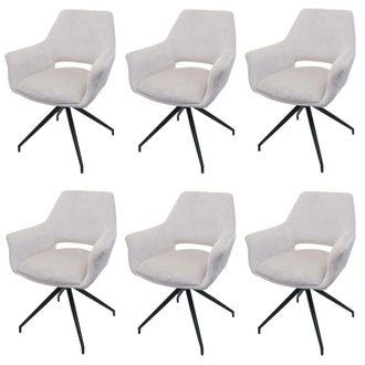 Hhg [nunca Usado] Juego De 6 Sillas De Comedor Hhg-745, Silla De Cocina Silla Con Reposabrazos, Posici&oacute;n Autom&aacute;tica Giratoria, Tela Met&aacute;lica Mvg, Blanco-c