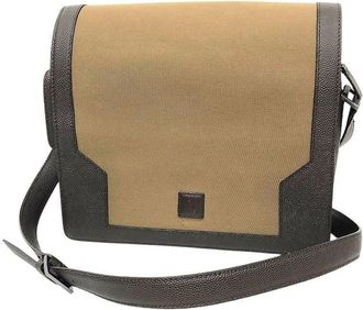 Dunhill Brown Canvas Leather Messenger Bag Shoulder Bag (Pre-Owned)