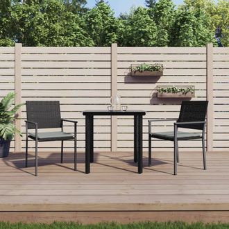 vidaXL Juego Comedor Jard&iacute;n 3 Piezas Y Cojines Rat&aacute;n Sint&eacute;tico Y Acero Vidaxl