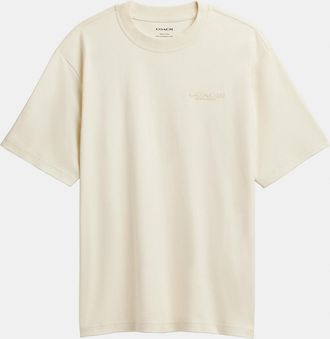 Coach Mens T Shirt In Organic Cotton - Beige - Size X-Large