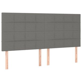 vidaXL Cabecero Con Luces Led Tela Gris Oscuro 180x5x118/128 Cm Vidaxl