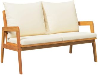 vidaXL Conjunto Bistro Con Coj&iacute;n 2 Pcs Marr&oacute;n Madera Maciza De Acacia Vidaxl