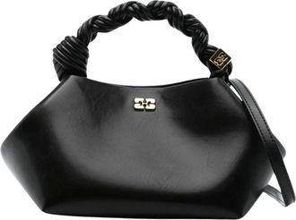 Ganni Tassen, Dames, Zwart, ONE Size, Gestructureerde tas met handvat en afneembare schouderriem