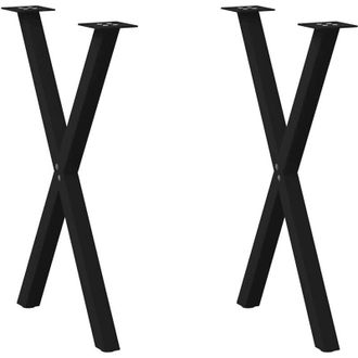 vidaXL Patas Para Mesa De Comedor En Forma De X (2 Unidades), Color Negro, 50 X (72-73) Cm, Acero Vidaxl