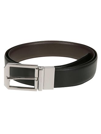 Ermenegildo Zegna Reversible Bovine Leather Belt With Polished Metal Buckle