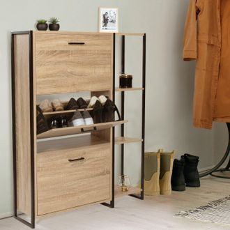IDMarket Idmarket - Mueble Zapatero Luis De 3 Puertas Con Estante De Dise&ntilde;o Industrial