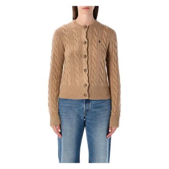Polo Ralph Lauren Cable-Knit Wool Cashmere Cardigan - female - Polo Ralph Lauren - Cardigans - Brown - XS - Knitwear