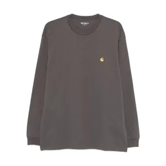 Carhartt Work in Progress Carhartt Wip, Long Sleeve Tops, male, Gray, Size: XS Cotton Sweatshirt